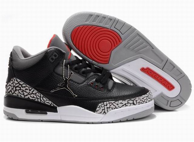 Air Jordan 3 Retro Black Cement 136064-010 Men's Basketball Shoes-12 - Click Image to Close